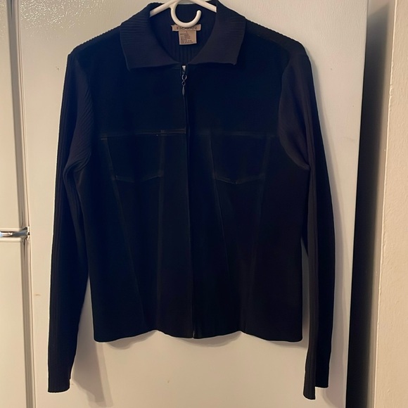 100% SUEDE FABRIC BLACK ESCAPADE TOP L - Picture 1 of 8
